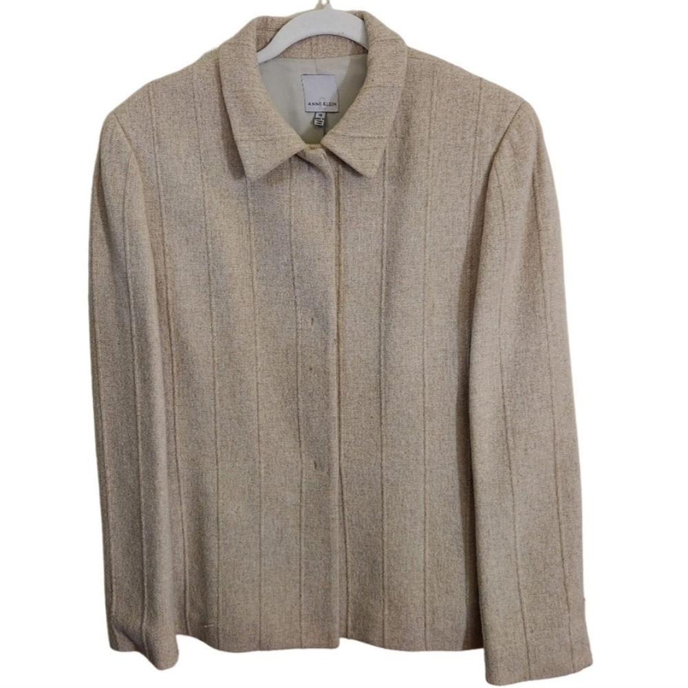 Anne Klein 2 Vintage Neutral Wool Blend Classic Jacket Size 16